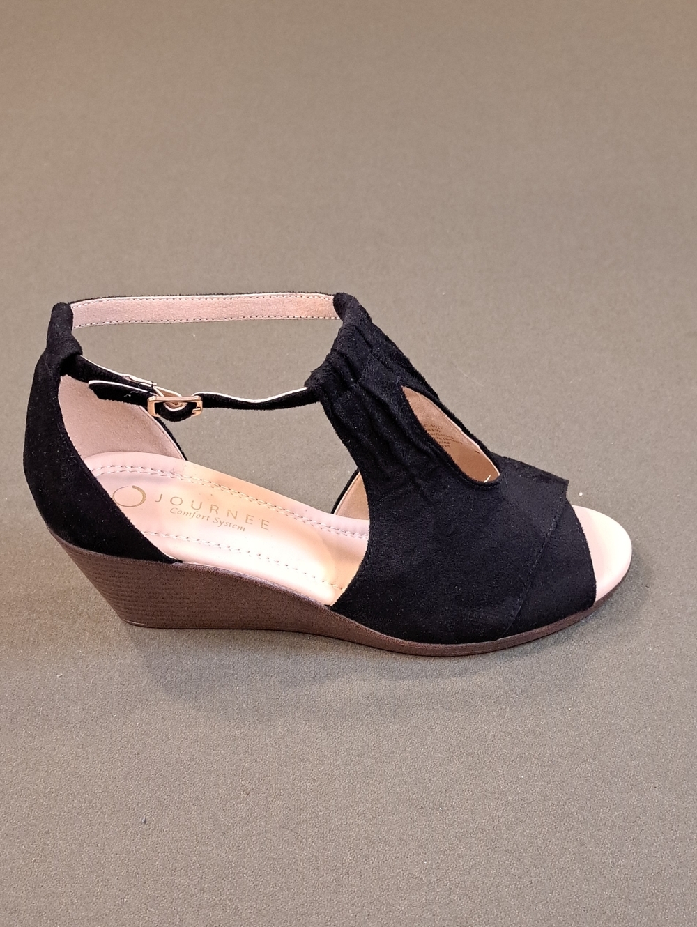 Journee Kedzie Wedge Sandal - Color: Black - Size: 8.5 Wide